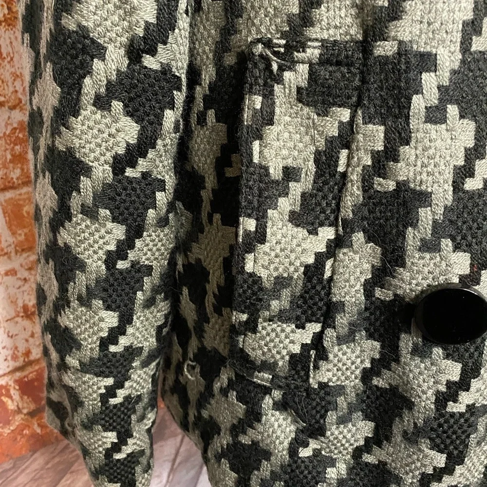 Wet Seal Black & Gray Houndstooth double breasted peacoat jacket medium/small